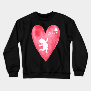 White cupid in red heart Crewneck Sweatshirt